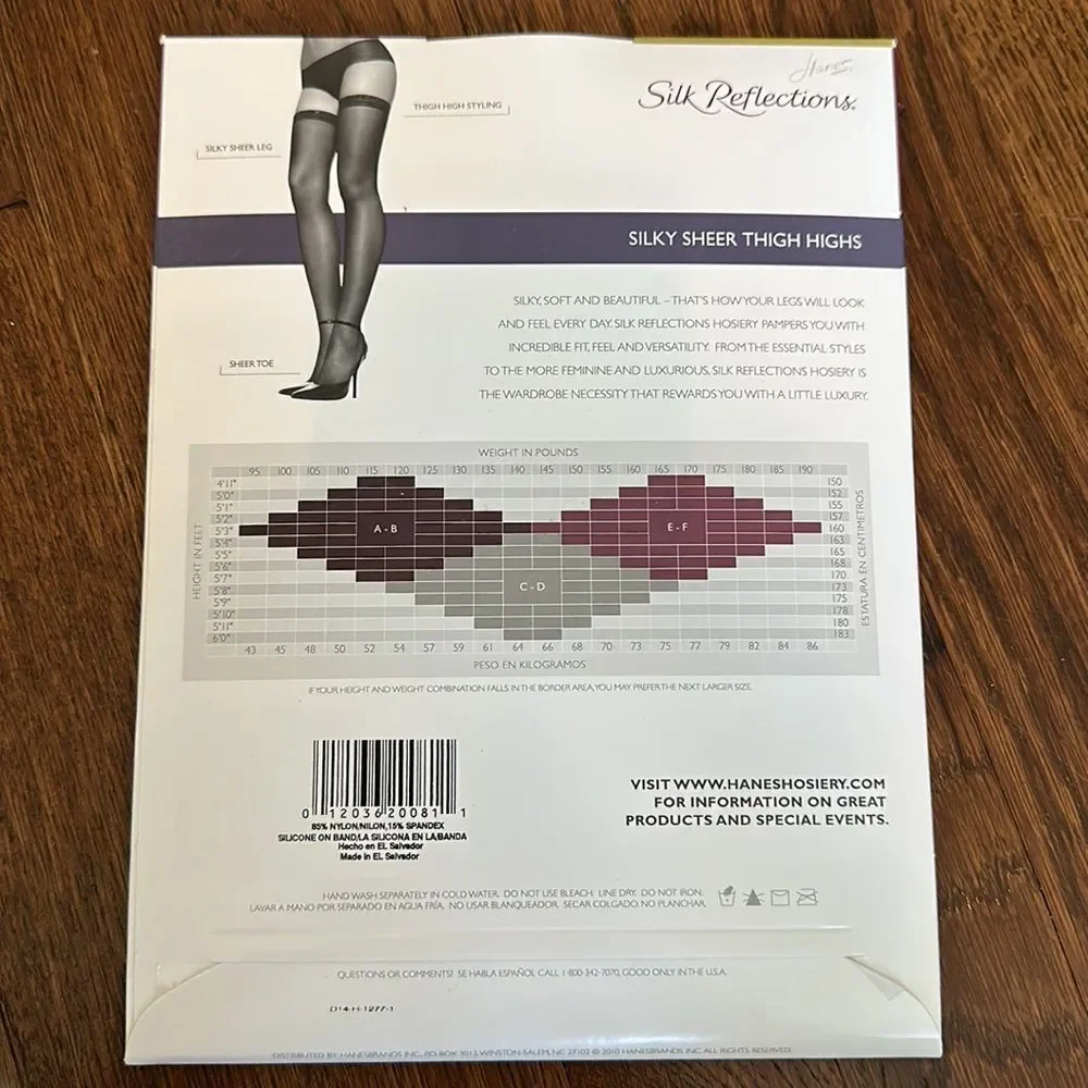 New in‎ packaging Hanes Silk Reflections thigh high sheer toes barely black